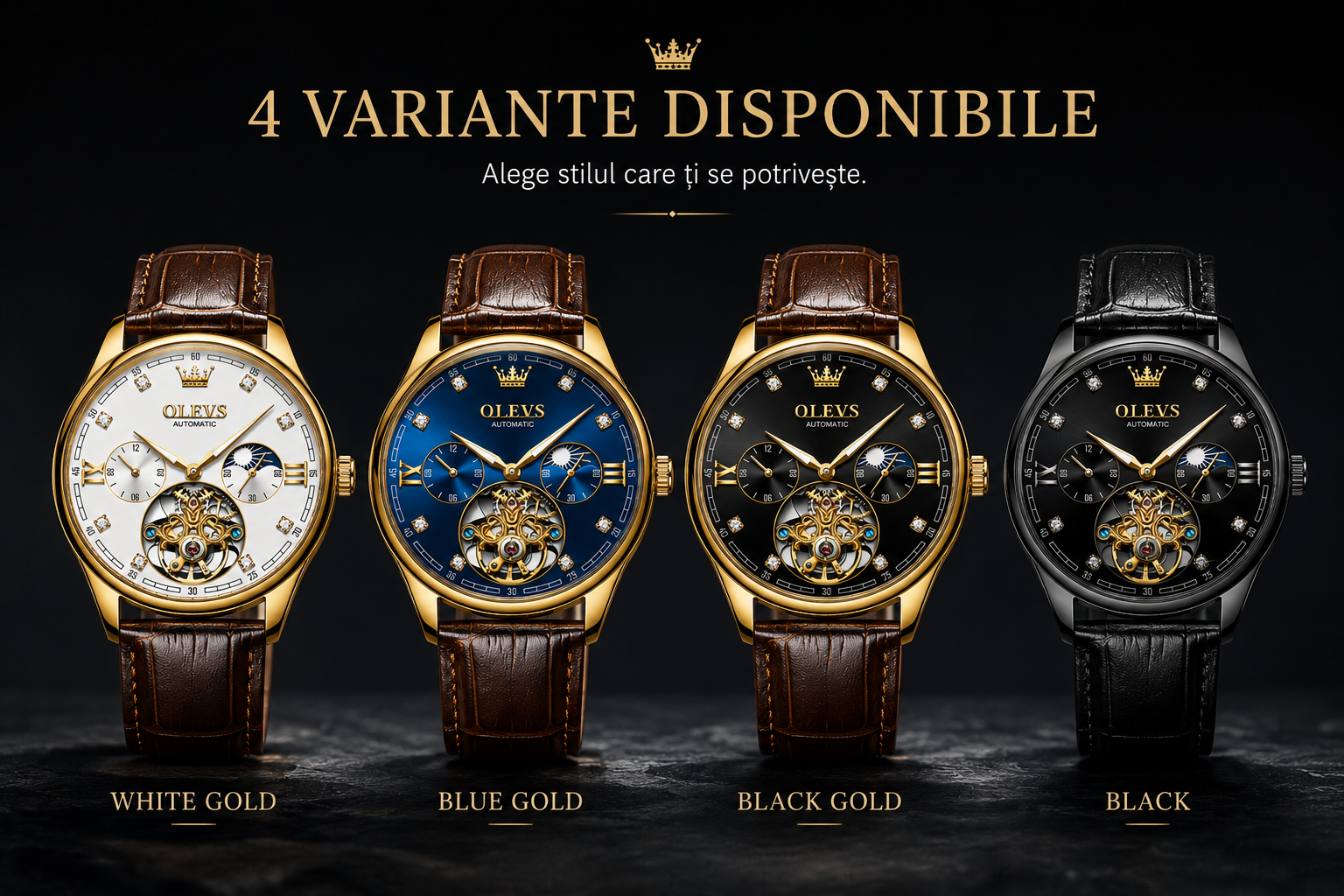 Cele 4 variante disponibile pentru OLEVS 3601 Automatic